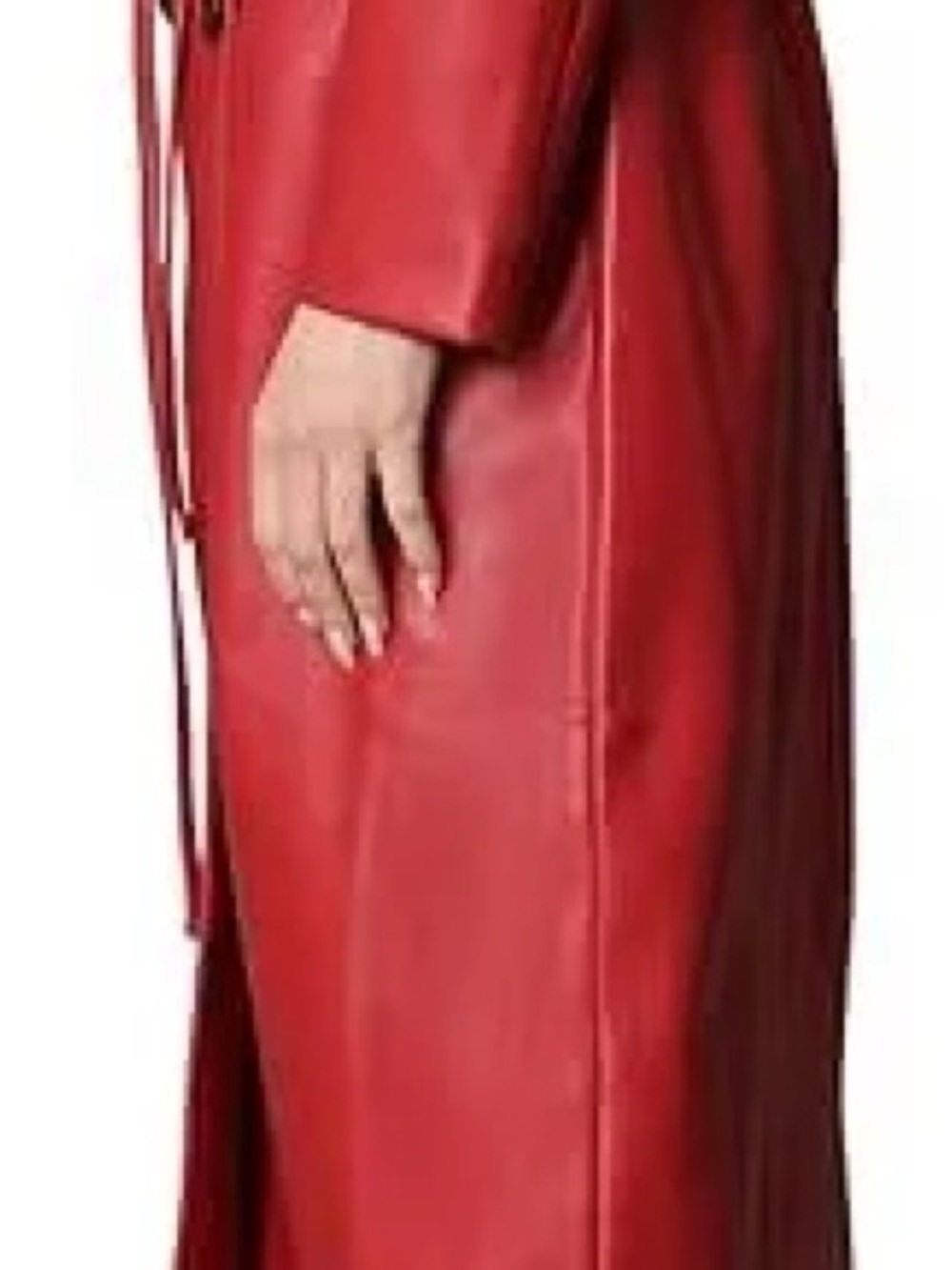 Avec Les Filles Red Faux-Leather Trench Coat Anthropologie - Picture 3 of 7
